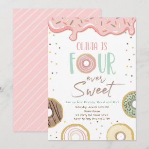 Invitation Donut 4 Ever Sweet Girl 4ème anniversaire
