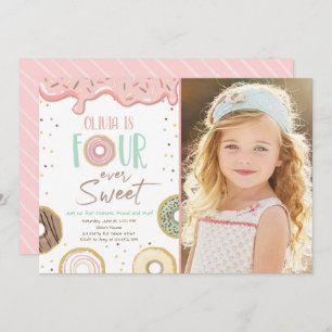 Invitation Donut 4 Ever Sweet Girl 4ème anniversaire