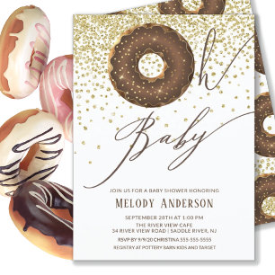Invitation Donut au chocolat Oh Baby Baby shower neutre