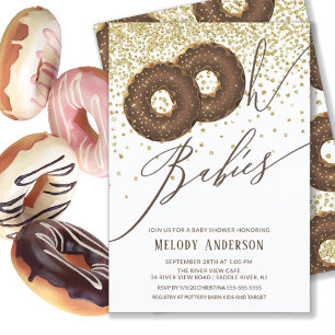 Invitation Donut au chocolat Oh Baby Twins Baby shower