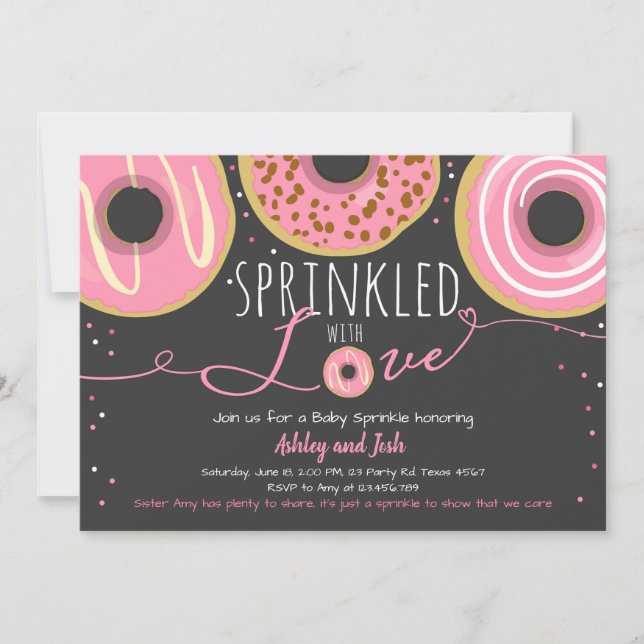 Invitation Donut Bébé Sprinkle Rose Fille Doughnut Sprinkle (Devant)