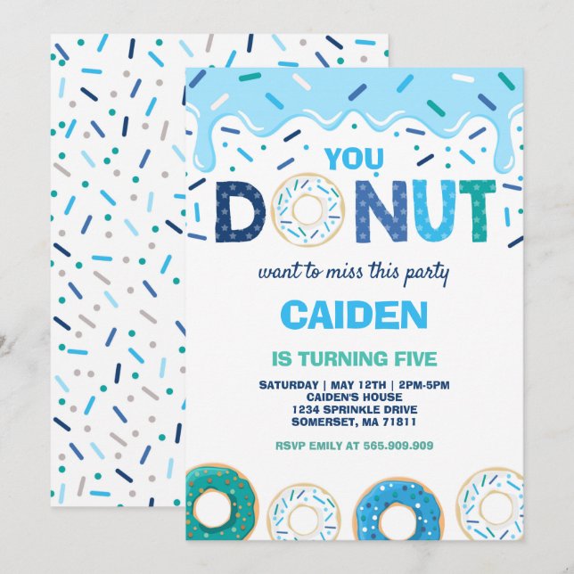 Invitation Donut Birthday Invitation, tu ne veux pas manquer  (Devant / Derrière)
