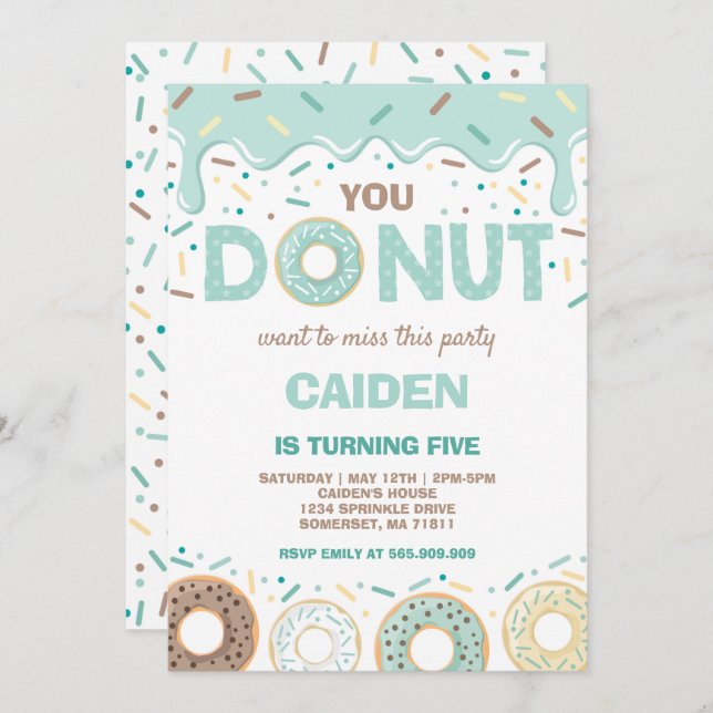 Invitation Donut Birthday Invitation, tu ne veux pas manquer  (Devant / Derrière)