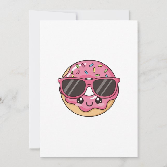 Invitation Donut Cool avec Lunettes de Soleil (Devant)