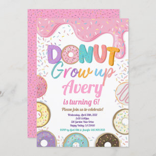 Invitation Donut Croissance Anniversaire Fête Pink Pastel Gir