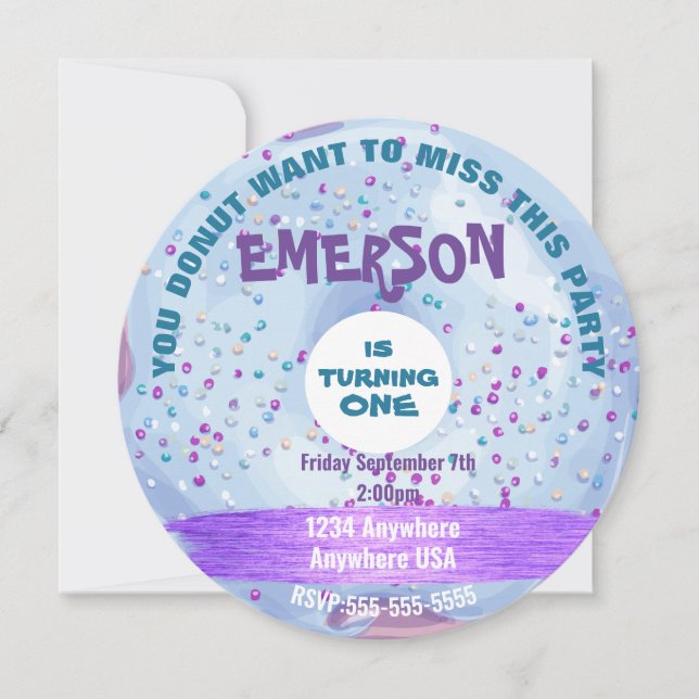 Invitation Donut DOUGHNUT veut rater, fête des beignets (Devant)