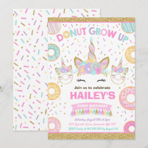Invitation Donut Et Licorne Fête Donut Devenir Gra