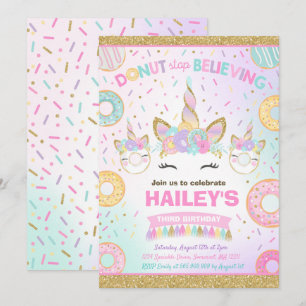 Invitation Donut Et Licorne N'arrêtez Pas De Croir