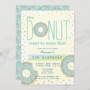 Invitation Donut Green x Gold Boy Anniversaire
