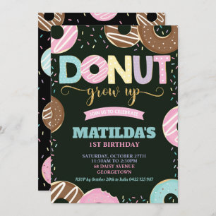 Invitation Donut Grow Up 1er anniversaire Fille Doughnut Part