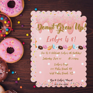 Invitation Donut Grow Up Girls Donut Thème Anniversaire Fête