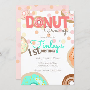 Invitation Donut Grow Up Theme Birthday petite fille Brunch