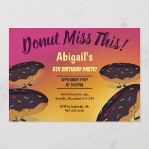 Invitation Donut Miss Ce chocolat givré beigne anniversaire