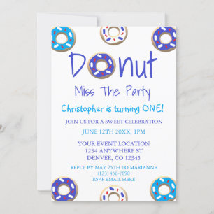 Invitation Donut Miss La fête 1er Anniversaire