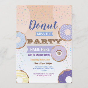 Invitation Donut Miss La Fête Anniversaire Doughnut Blue Cake