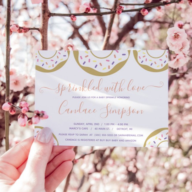 Invitation Donut Parsemé d'Amour Bébé Sprinkle Rose (Créateur téléchargé)