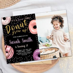 Invitation Donut Parties scintillant Shadow Photo Donut Anniv