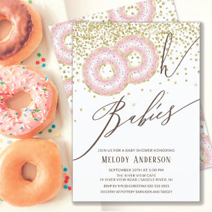 Invitation Donut rose Oh Babies Twin Girls Baby shower