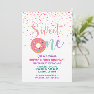 Invitation Donut & Sprinkings Sweet Un 1er anniversaire