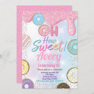 Invitation Donut Sweet fête d'anniversaire Pink Pastel Girl