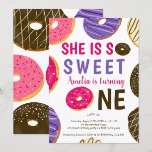 Invitation Donut tournant une amusante couleur d'eau mignonne