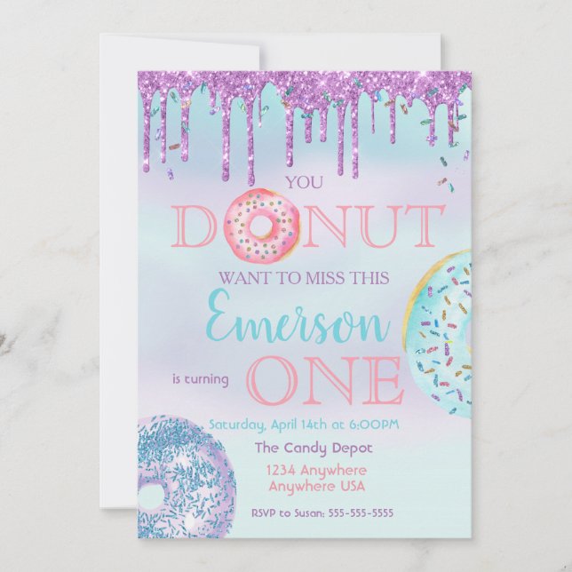 Invitation Donut, tu ne veux pas Mlle anniversaire (Devant)