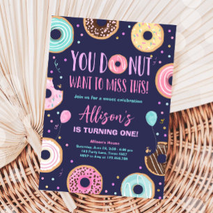 Invitation Donut veut manquer cette fille rose douce Annivers