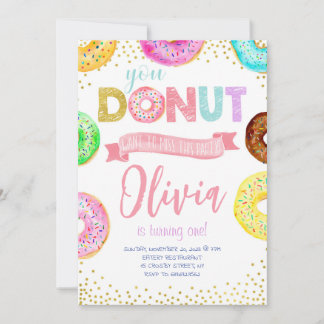 Invitation Donut veut rater cet anniversaire rose douce fille