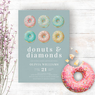 Invitation Donuts and Diamonds Chic Mint Green Bridal Shower