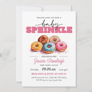 Invitation Donuts Bébé saupoudrer rose bébé fille