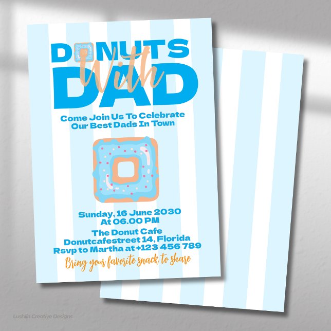 Invitation Donuts Bleus Avec Papa Pour La Fête Des Pères (Créateur téléchargé)