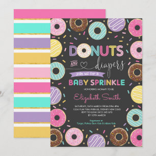 Invitation Donuts & Diapeurs  Doucou doux saupoudré de bébé
