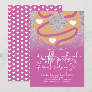 Invitation Donuts en forme de cœur Faux Paillettes Saint-Vale