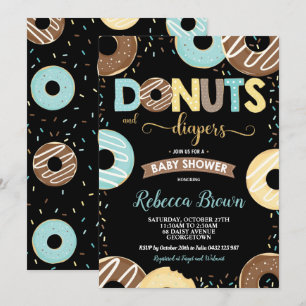 Invitation Donuts et Diapers Baby shower bébé garçon beignets