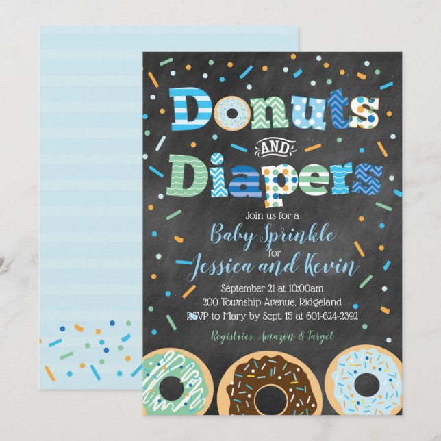 Invitation Donuts et plongeurs Baby Boy Sprinkboard (Devant / Derrière)