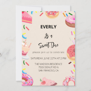 Invitation Donuts Première fête d'anniversaire