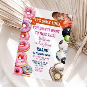 Invitation Donuts Sports Balls Siblings Joint Anniversaire