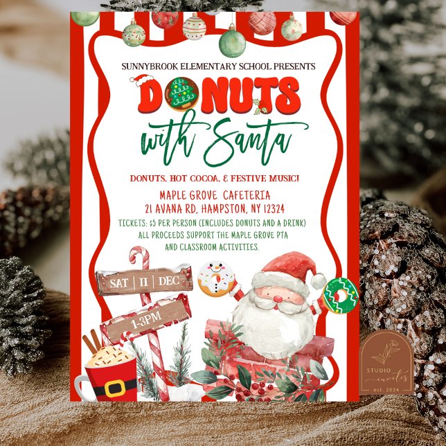 Invitation Donuts verts et rouges avec le Père Noël (Créateur téléchargé)