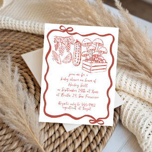 Invitation doodle Baby shower du marché agricole local