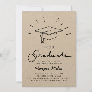 Invitation Doodle casquette de graduation de papier kraft rus
