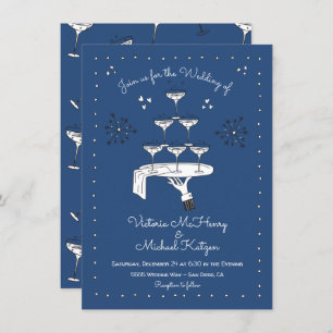 Invitation Doodle croquis Funky Champagne Mariage