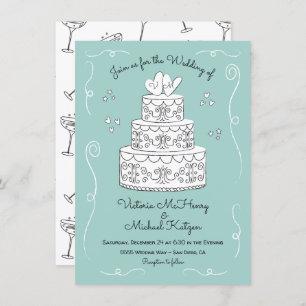 Invitation Doodle croquis Funky Mariage Cake