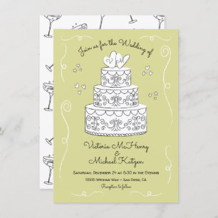 Invitation Doodle croquis Funky Mariage Cake