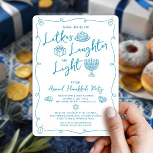 Invitation Doodle de joie de Latke de Hanukkah Lumière Fantai