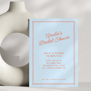 Invitation Doodle de plaquemine bleue Bordure festonnée Baby