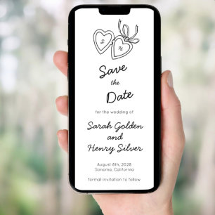 Invitation Doodle de serrure de coeur Whimsical Sketch STD nu