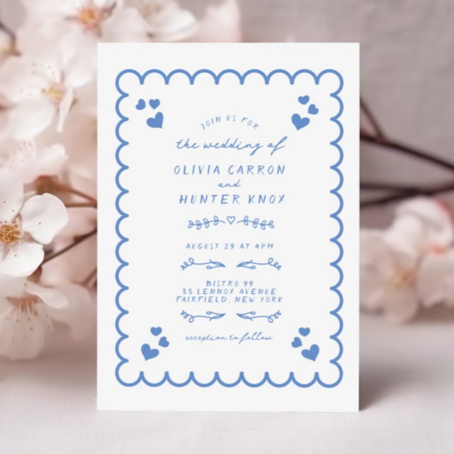 Invitation Doodle d'onde funky illustré Mariage écrit à la ma (Créateur téléchargé)