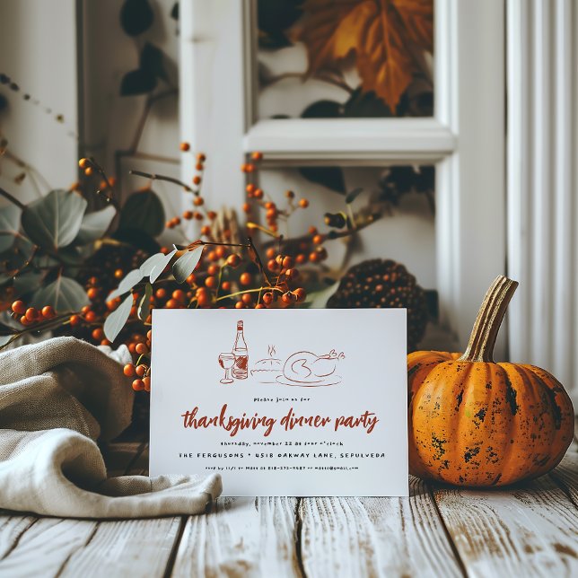 Invitation Doodle Fantaisiste | Dîner de Thanksgiving (Créateur téléchargé)