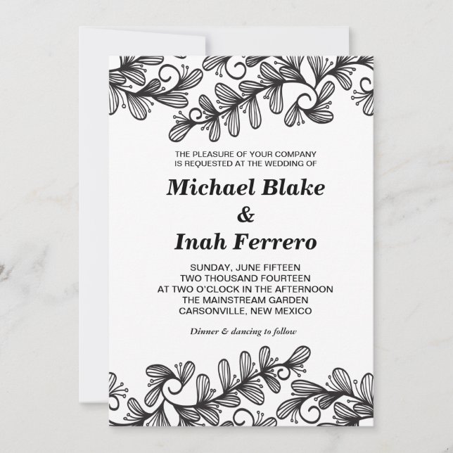 Invitation doodle feuille (Devant)