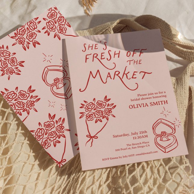 Invitation Doodle Fresh off the Market Bridal Shower (Doodle whimsical Fresh off the Market Bridal Shower)